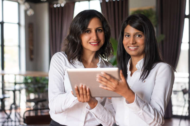 Woman entrepreneur leading a professional conversation